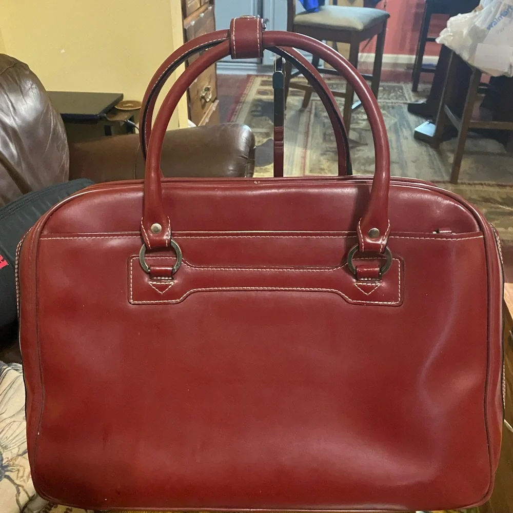 McKlein Briefcase laptop Computer Burgundy Leather Bag unisex